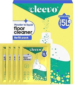Cleevo Floor Cleaner Liquid (5L Refill Pack) | 1 Pouch = 1L Natural Disinfectant Floor Cleaners for Mops | Chlorine-Free Surface Cleaner, Eco-Friendly All-Purpose Floor Cleaning Liquid (Zesty Lemon)