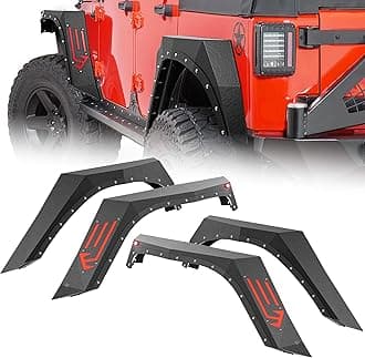 Front & Rear Fender Flares Compatible with 2007-2018 Jeep Wrangler JK JKU Unlimited, 4-PCS Heavy Duty Steel Mud Guard Off-Road Wheel Fender Kit (Wrangler JK Armor Style)