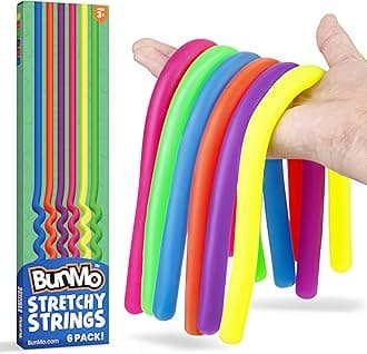 BUNMO Sensory Toys Stretchy Strings for Toddlers 3+ - Stimulating & Addictive Fidget Toys for Kids - Hours of Fun for Kids - Non-Mouthable Toy 3+ - Smooth 6 Pack