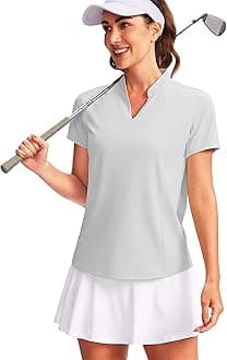 OblaWomen's Golf Polo Shirt V-Neck Short Sleeve Collarless Quick Dry Tennis Running T Shirt Golf Tops for Women