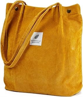 Corduroy Tote Bag Cute Tote Bags for Women Shoulder Bag with Inner Pocket for Work Beach Travel and Shopping Grocery
