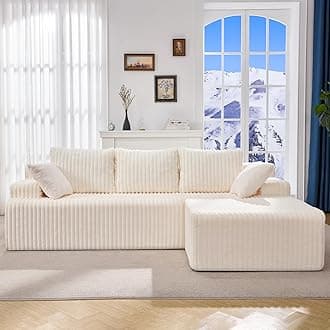 Hobestluk Modular Sectional Sofa Couches L-Shape Couch 3 Seat Modular Sofa Memory Foam Sectional Couches for Living Room, Cloud Couch with Oversized Chaise (96" Right Facing Chaise)