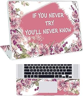 Floral D23 Top+Wrist Pad Vinyl Laptop Skin/Sticker/Cover for 15 to 15.6 Inches Laptops Laminated-Removable-HD Quality Compatible for Hp-Dell-Sony-Lenovo-Asus etc.(15x10 Inches)