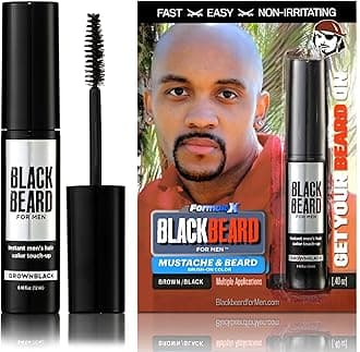Blackbeard Formula X - Instant, Hypoallergenic, 1-Day Temporary Beard Tint for Men - Brown/Black Color for Beard, Mustache, Eyebrows and Sideburns, 6 Pack