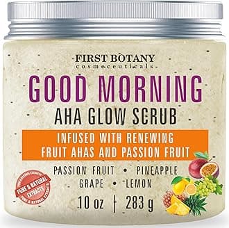 First Botany Body Scrub - Natural Exfoliating Salt Scrub & Body and Face Souffle helps with Moisturizing Skin, Acne, Cellulite, Dead Skin Scars, Wrinkles (10 fl oz, AHA Passion Fruit)