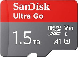 SanDisk Ultra Go micro SDXC card + SD adapter 1.5TB (For Android Smartphones and Tablets, Memory card up to 150 MB/s, Full HD Video, V10, A1 Faster App Performance, UHS-I, Class 10, U1) For Amazon