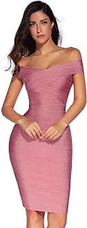 Women's Rayon Off Shoulder Bandage Bodycon Party Dress
