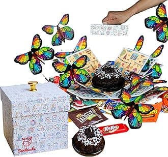 Send a Cake Explosion Box Gift with Flying Butterfly Surprise & Candy - Birthday, Holiday, Special Occasion – Birthday Treat for Women, Men, Adults, Kids