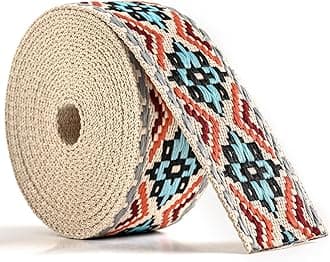 Cotton Webbing 1.5 Inch 2 Inch - Heavy Webbing Strap for Bags, Arts and Crafts, High Density Webbing Jacquard Embroidery Style