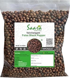 Saara HERBAL FRESH Vaivilangam, 100g, False Black Pepper, Baibadang, Vidanga, Embelia Ribes, Vayuvilamgam Seeds, Vivadang Black, 100 Grams