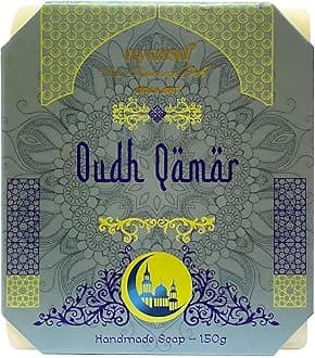 Nyassa Luxurious Oudh Qamar Handmade Natural Bathing Soap | Shea Butter, Jojoba Oil |Musky Fragrance | Moisturizer | All Skin Type 150gm
