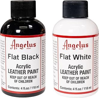 Brand Acrylic Leather Paint Waterproof 4oz - Flat Black & Flat White Duo