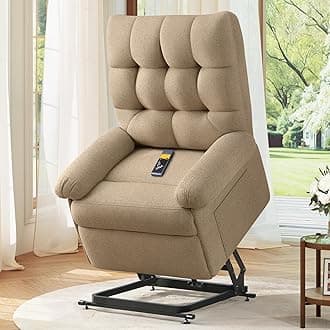 Power Lift Recliner Chair for Elderly, Triple Motor Lift Chair with Infinite Position, Electric Stand Assist for Seniors, Single Sofa with Side Pockets for Living Room, Beige-Brown