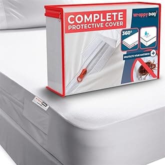 WRAPPYBAG Bed Bugs Mattress Protector - Mattress Cover - Zipped Mattress Protector - Waterproof - Cotton Surface - Small Double Size