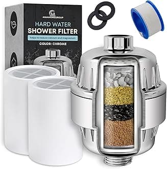 Shower Head Filter (2 Cartridges Included) – High-Pressure Shower Filter for Particle Build up & Residue Reduction – 5 Stage Filtration with Resin, Carbon & KDF – Universal Fit