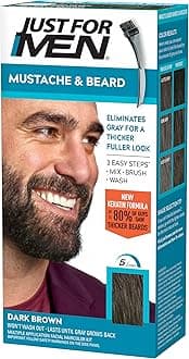 Mustache & Beard multiple uses Beard Dye for Men with Brush Included, With Keratin Biotin Aloe and Coconut Oil for Healthy Facial Hair - Dark Brown, M-45, Pack of 1 (Packaging May Vary)