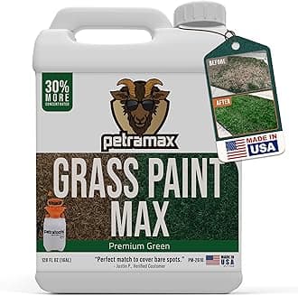 PetraMax Max Grass Paint for Lawn - Maintain Perfect Green Grass, Spray for Lawn & Shrubs Green Spray, Paint Pair with Petra Sprayers - Touch up Dog Spots - Non-Toxic Safe for Pets (Premium, 1 Gal)