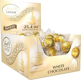 LINDOR White Chocolate Candy Truffles, White Chocolate Candy with Smooth, Melting Truffle Center, 25.4 oz., 60 Count