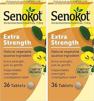 Senokot Extra Strength Senna Laxative Tablets, 36 Tablets (Pack of 2), Laxatives for Constipation Relief, Overnight Relief for Adults