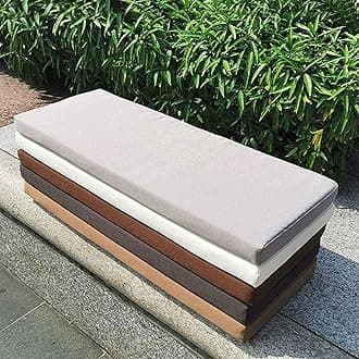 Waterproof Bench Cushion For Outdoor Furniture,Garden Patio Bench Pad Water Resistant Solid Color Settee Cushion For Swing Recliners Beige 60x35cm