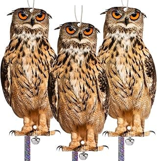 3 Pack Bird Scare Owl, Reflective Hanging Decoration, Dual-Side Printed to Keep Pigeons Away