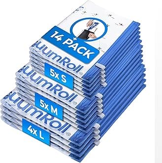 myHodo Travel Compression Bags (14+1 Pack) - Reusable Suction Sacs with Double-Zip Seal, Vacuum Storage Solution, Space Saver for Clothes, Versatile Packing for Travels, Luggage, Suitcase & Backpack