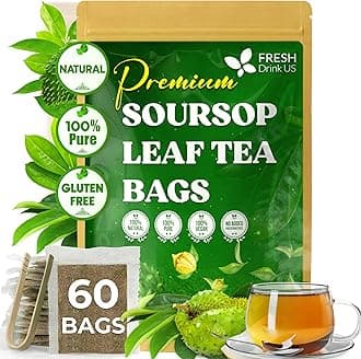 60 Premium - The Top Soursop Graviola Leaf Tea Bags, 100% Pure & Natural from Soursop Leaves, Handmade, Made With Natural Materials-Corn Fiber Tea Bag, Sugar/Caffeine/Gluten Free, Hoja Guanabana Tea