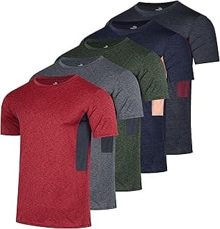 Real Essentials5 Pack: Men’s Short Sleeve Dry Fit Active Crew Neck T Shirt - Athletic Running Gym Workout Tee Tops