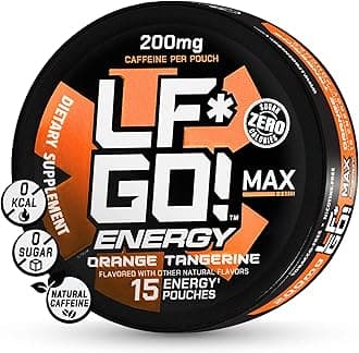LF*GO! Energy Pouches | 200 MG Caffeine | Orange Tangerine | Zero Calories | Sugar-free | 15 Pouches Per Can | 1 Can