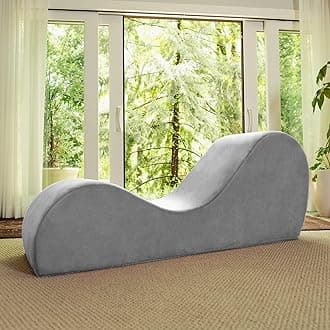 Sleek Chaise Lounge for Yoga - Made in The USA - Great for Stretching, Relaxation, Exercise & More, 60D x 18W x 26H Inch, Light Grey