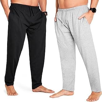 CityComfortMens Pyjama Bottoms - Jersey Lounge Pants with Pockets, Pack of 2