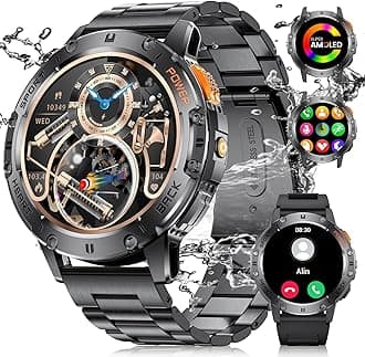 LIGE Military Smart Watches for Men(Answer/Make Call) with LED Flashlight,1.43" HD AMOLED Upgraded Outdor 530mAh Sports Smartwatch with Heart Rate/Sleep Monitor/IP68, Fitness Tracker for Android iOS