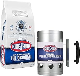 Kingsford Charcoal Chimney Starter with 16lbs Original Charcoal Briquets, 100% Natural Charcoal | Heavy Duty Quick Start Chimney Starter Lights Coal Quickly and Evenly
