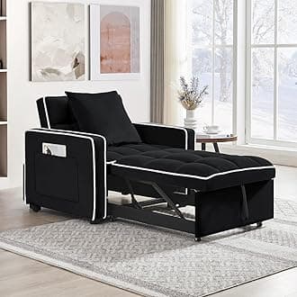 KINFFICT Sleeper Sofa Chair Bed, Convertible 3-in-1 Sofa Armchair, Adjustable Pullout Sleeper Bed, Single Lounger Futon with Side Pockets for Living Room