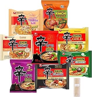 Gourmet Spicy Shin Instant Ramen Noodle 8 Flavor Combo - Korean Ramen Set (8 Pack)