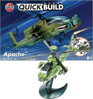 Airfix QUICKBUILD Model Aircraft Kits - J6004 Apache Model Building Kit for Kids 6+, Construction Helicopter Toys for Boys & Girls - Fighter Helicopter & Toy Aeroplane Sets, Plane Enthusiast Gifts