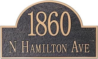 Address Plaque - Handcrafted Carving Sign - Large House Number - Vintage Address Plaque - 13" x 8" - Personalized Address Plaquer for Yard Sign, Enterprise, Office, 911 Visibility Signage (Styles 6)