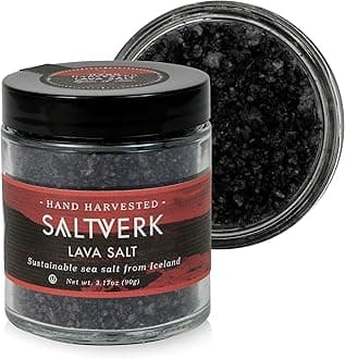Saltverk Sea Salt -Gourmet, Icelandic, Hand Harvested and Sustainably Made - Lava 3.17 Oz