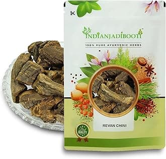 IndianJadiBooti Revand Chini | Indian Rhubarb Root (Rheum Emodi) | Natural Teeth Whitening Powder Ingredient | Supports Gum Health & Digestion | Whole Dried Herb | 250g Pack of 2