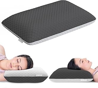 Dual Side Cervical Pillow for Neck Pain Relief | Memory Foam Orthopedic Pillow – White Side for Side Sleepers, Grey Side for Back Sleepers | Shoulder Contour and Neck Support | Bamboo Cover