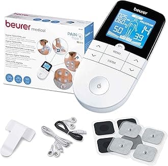 Beurer EM49 PainFree Digital TENS and EMS Machine | Drug-free natural pain relief | 3-in-1 pain relief, rehabilitation and massage | 70 training programmes | 2 channels | 4 self-adhesive electrodes