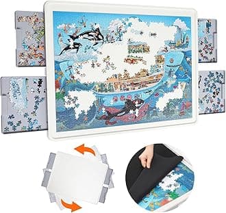 1500 Pieces Rotating Plastic Puzzle Board with Drawers and Cover, 35"x27" Portable Jigsaw Puzzle Table for Adults, Lazy Susan Spinning Puzzle Boards, Ideal Gift for Mum (Patent Design)