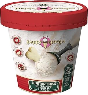 Dog Ice Cream Mix - Just Add Water and Freeze at Home, Powder Mix with Ice Cream Cup and Reusable Lid, Ice Cream Mix for Dogs (Christmas Cookie Flavor), 4.65 oz - Made in USA