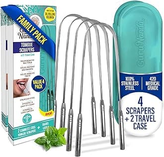 4 Pack - U Shaped Turquoise Tongue Cleaner