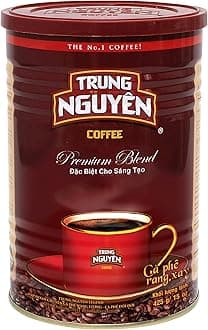 TRUNG NGUYEN LEGEND PREMIUM BLEND Premium Roasted Ground Coffee - Intense Flavor and Chocolate Fragrant by Robusta & Arabica Coffee Beans Blend - Full City Roast with Low Acidity (425g/Can)