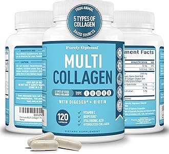 Premium Multi Collagen Peptides (Types I, II, II, V, X) - Collagen Pills for Skin Care, Hair Growth, Nails & Joints - Vitamin C, Hyaluronic Acid, Biotin, Gluten Free - 120 Collagen Capsules
