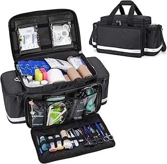 Trunab Emergency Responder Trauma Bag Empty, Professional First Aid Kits Storage Medical Bag with Inner Dividers and Anti-Scratch Bottom, Ideal for EMT, EMS, Paramedics, Bag ONLY-Patented Design