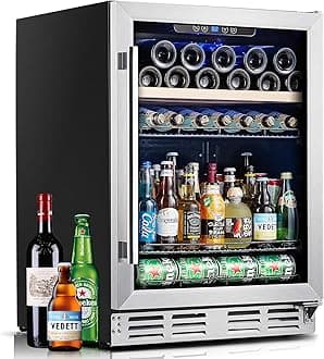 Kalamera Mini Fridge Beverage and Wine Cooler Built-in or Freestanding - 118 Cans & 16 Bottles Capacity Wine Refrigerator Cooler