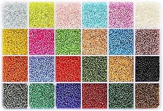Bala&Fillic Size 12/0 Glass Seed Beads About 24000 pcs in Box 24 Color, 2mm Transparent Silver Lined Seed Beads for Making Earring Bracelets Necklace