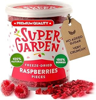 Freeze Dried Raspberry Pieces - Freeze Dried Raspberries, Frozen Raspberries Baking Chips, Freeze Dried Fruit, Dried Raspberries No Sugar Added, Made From Fresh Raspberries (1.34 oz) by Super Garden